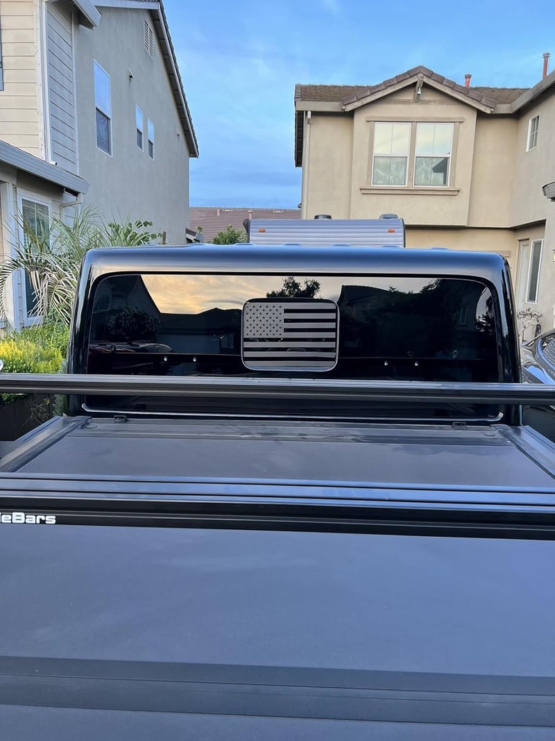 xinghe for Toyota Tacoma 2024 2025 2026 Rear Middle Window American Flag Decal, Matte Black USA Flag Vinyl Sticker for Tacoma Truck Back Sliding Window, Patriotic Decal for Tacoma Accessories - Image 2